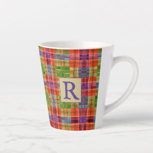 Caneca De Café Latte MAC RAE TARTAN Latte Mug + Texto