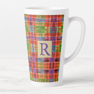 Caneca De Café Latte MAC RAE TARTAN Tall Latte Mug + Texto