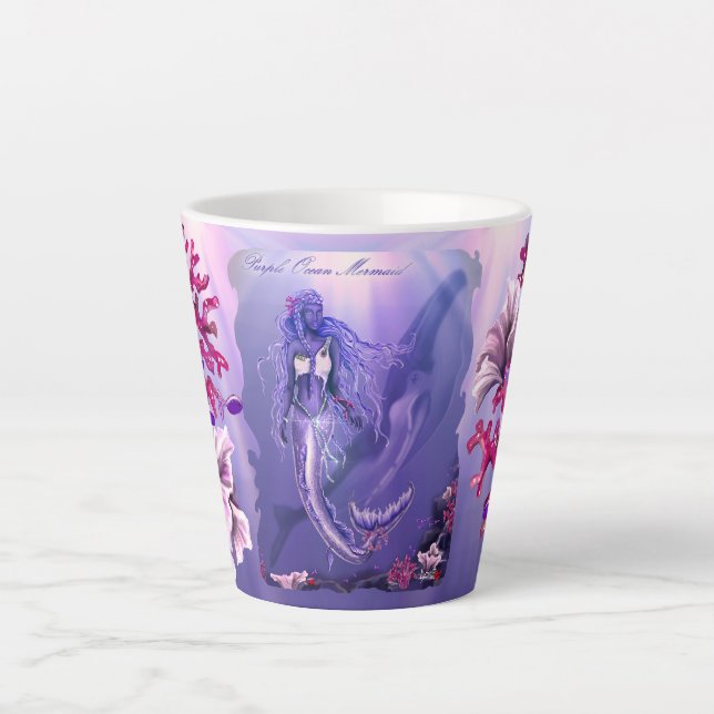 Caneca De Café Latte Maçã-de-lata-maria-púrpura (Frente)