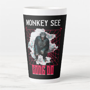 Caneca De Café Latte Macaco Consulte Código Do Funny Web Developer