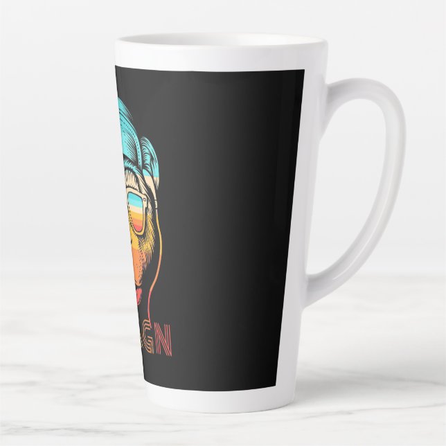 Caneca De Café Latte Macaco Trocado Retro (Direita)