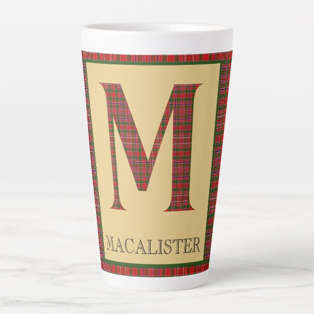 Caneca De Café Latte MacAlister Tartan Monograma M (Frente)