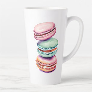 Caneca De Café Latte Macarão Vintage Watercolor Personalizado
