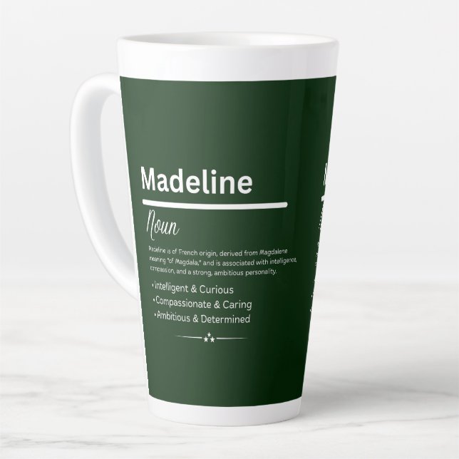 Caneca De Café Latte Madeline Personalized Girl Name (Ângulo esquerdo)