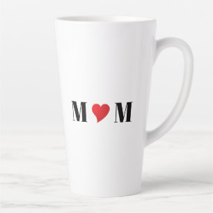 Caneca De Café Latte Mãe coração vermelho, Mãe, Dia de as mães, pr