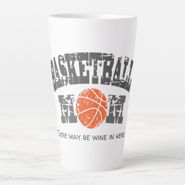 Caneca De Café Latte Mãe de Basquete Engraçado (Frente)