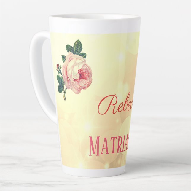 Caneca De Café Latte Mãe de Matriarca de Rosas Personalizados (Ângulo esquerdo)