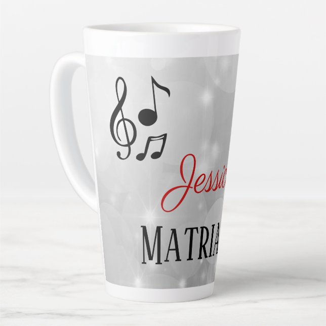 Caneca De Café Latte Mãe de Matriarca Musical de Prata Personalizada (Ângulo esquerdo)