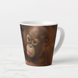 Caneca De Café Latte Mãe de orangotango e bebê no zoológico