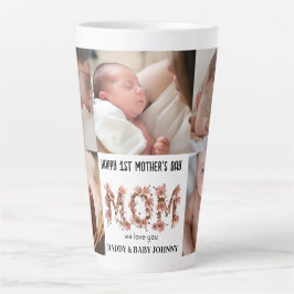Caneca De Café Latte Mãe Dia de as mães Bonita | Colagem de Fotografias