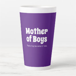 Caneca De Café Latte Mãe Engraçada de Meninos Bright Purple