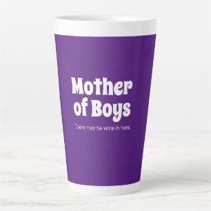Caneca De Café Latte Mãe Engraçada de Meninos Bright Purple
