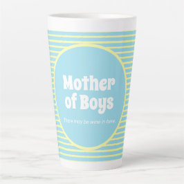 Caneca De Café Latte Mãe Engraçada de Meninos Pastel Stripes Latte Mug