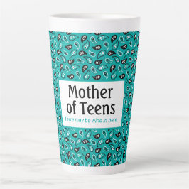 Caneca De Café Latte Mãe Engraçada de Teens Aqua Paisley