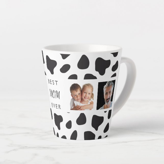 Caneca De Café Latte Mãe foto colagem vaca negra branca (Ângulo direito)