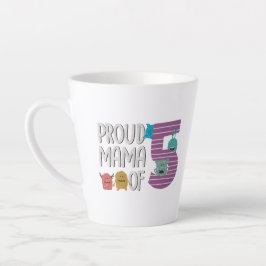 Caneca De Café Latte Mãe Orgulhosa de Cinco