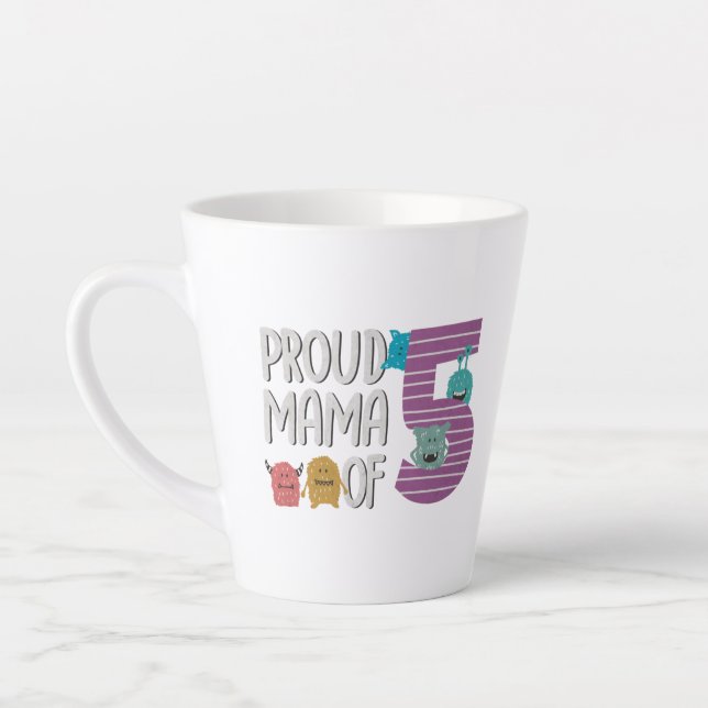 Caneca De Café Latte Mãe Orgulhosa de Cinco (Esquerda)