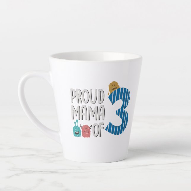 Caneca De Café Latte Mãe Orgulhosa de Três (Esquerda)