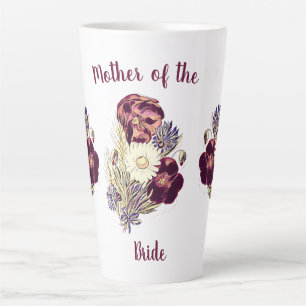 Caneca De Café Latte Mãe Personalizada da Noiva Floral Watercolor