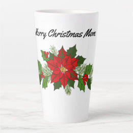 Caneca De Café Latte Mãe Poinsettias Latte Mug
