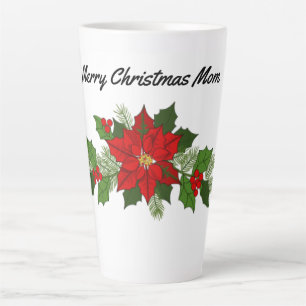 Caneca De Café Latte Mãe Poinsettias Latte Mug