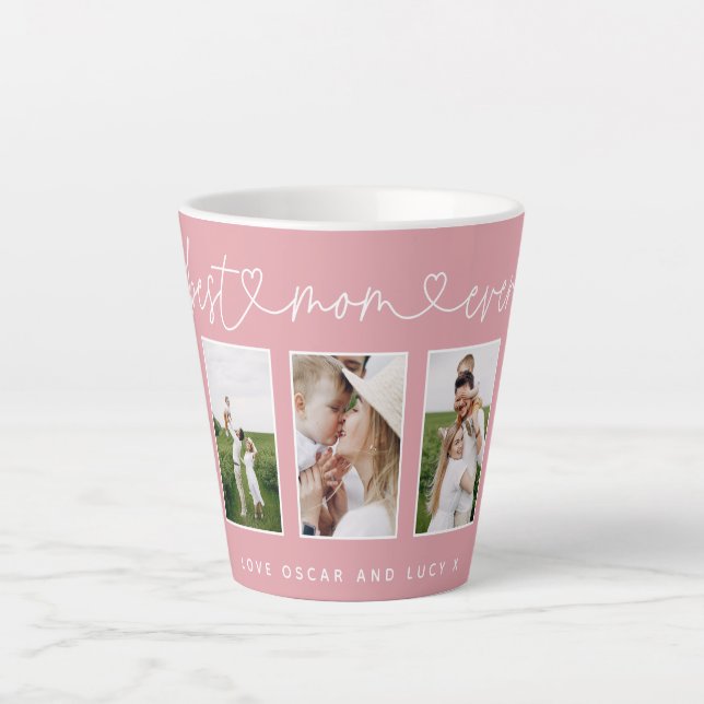 Caneca De Café Latte Mãe, um guião moderno e fofo, multicamada, rosa, (Frente)