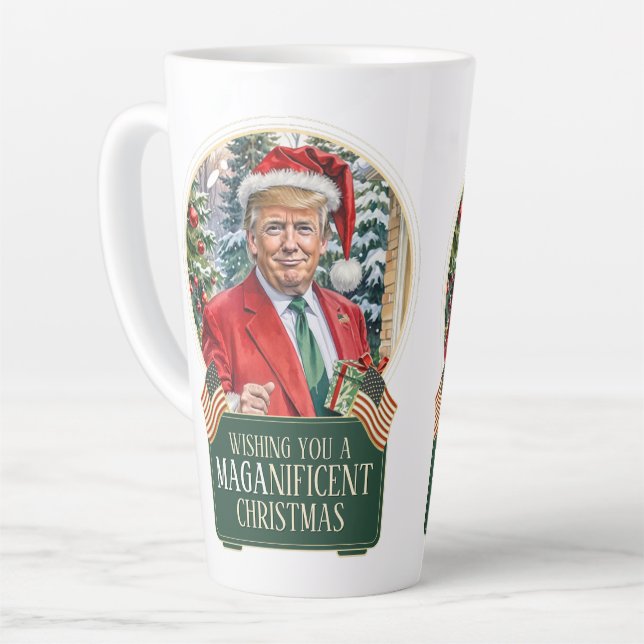 Caneca De Café Latte MAGA Papai noel de Natal Grande Globo de Neve (Ângulo esquerdo)