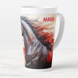 Caneca De Café Latte MAGA Patriótica com Bandeira e Cavalo