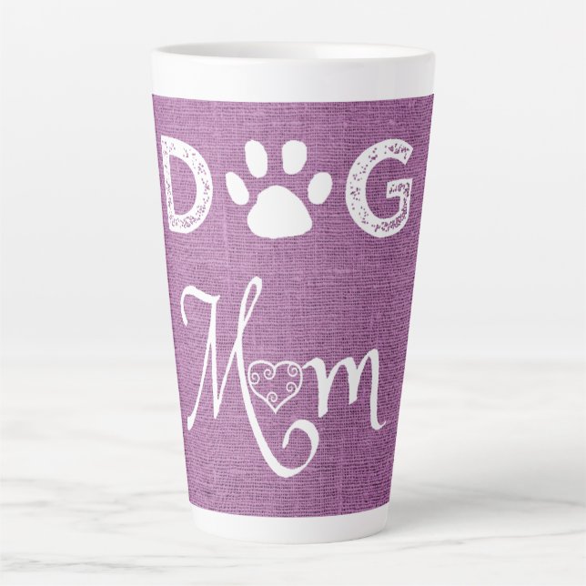 Caneca De Café Latte Magenta Burlap Dog Mãe Lata Mug (Frente)