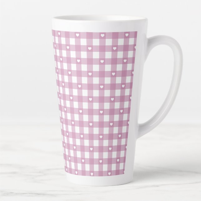 Caneca De Café Latte Magenta Checks (Direita)