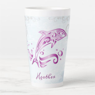 Caneca De Café Latte Magenta Dolphin Personalizado Latte Mug