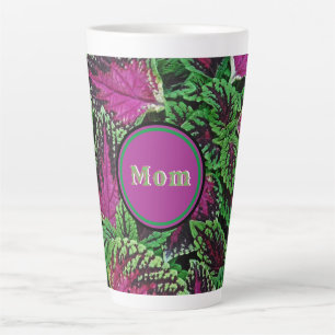 CANECA DE CAFÉ LATTE MAGENTA E GREEN COLEUS "MOM" LATTE MUG