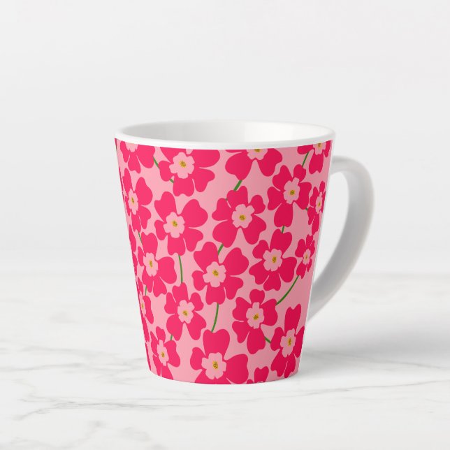 Caneca De Café Latte Magenta Fantasia Magenta Energia Flor (Ângulo direito)