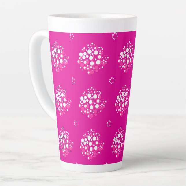 Caneca De Café Latte Magenta Minimal Dot Pattern Design (Ângulo esquerdo)
