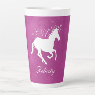 Caneca De Café Latte Magenta Unicorn Personalizado Latte Mug