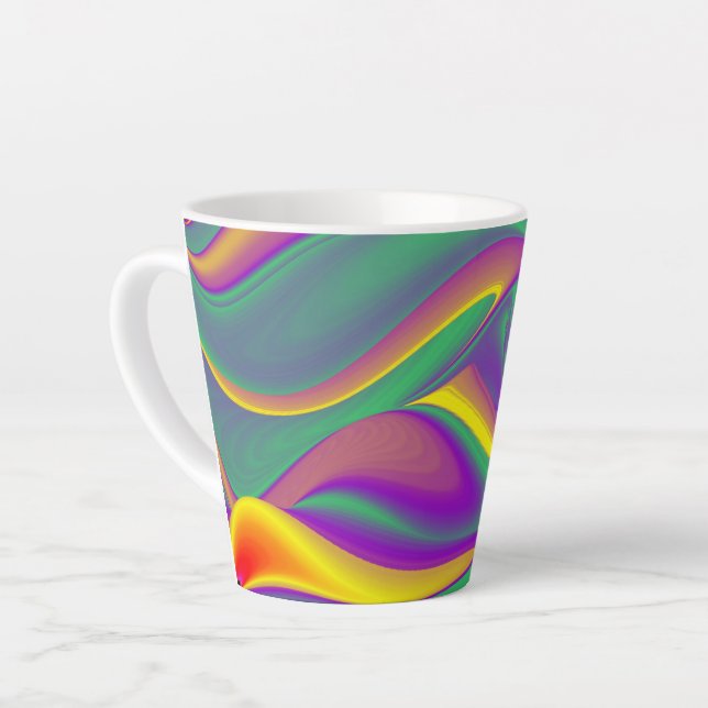Caneca De Café Latte Magia das cores, Abstrato 3D Rainbowart (Ângulo esquerdo)