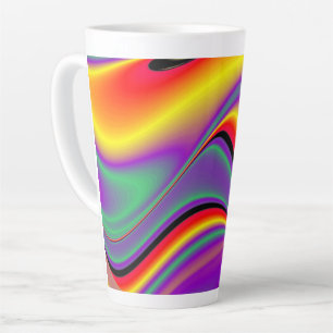 Caneca De Café Latte Magia das cores, Abstrato 3D Rainbowart