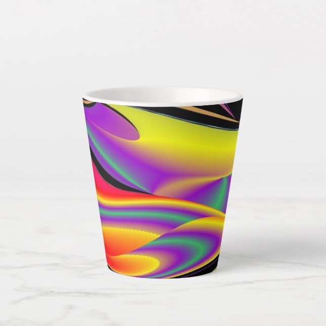 Caneca De Café Latte Magia das cores, Abstrato 3D Rainbowart (Frente)