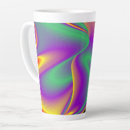 Caneca De Café Latte Magia das cores, Abstrato 3D Rainbowart