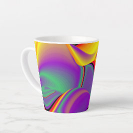 Caneca De Café Latte Magia das cores, Abstrato 3D Rainbowart