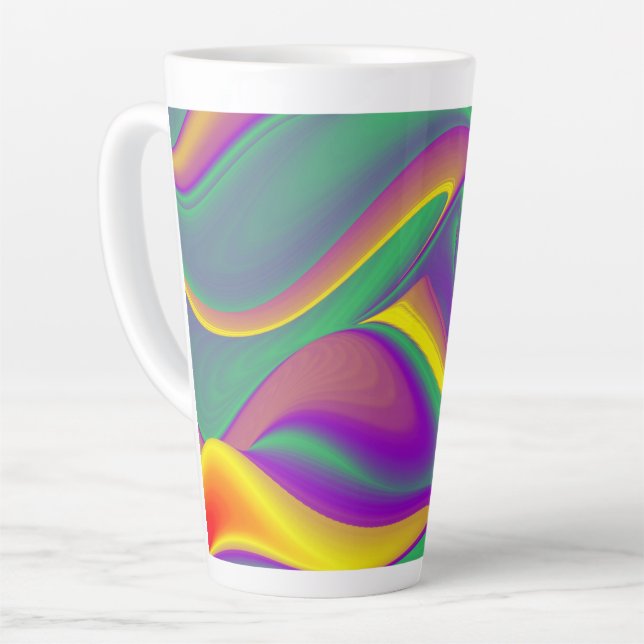 Caneca De Café Latte Magia das cores, Abstrato 3D Rainbowart (Ângulo esquerdo)