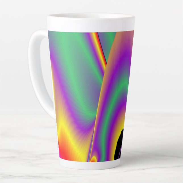 Caneca De Café Latte Magia das cores, Abstrato 3D Rainbowart (Ângulo esquerdo)