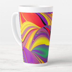 Caneca De Café Latte Magia das cores, Abstrato 3D Rainbowart