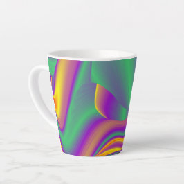 Caneca De Café Latte Magia das cores, Abstrato 3D Rainbowart