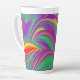 Caneca De Café Latte Magia das cores, Abstrato 3D Rainbowart