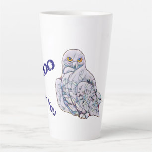 Caneca De Café Latte Magia de Arte Digital Colorida Snowy Owl