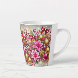 Caneca De Café Latte Magia de Natal rosa e Dourada