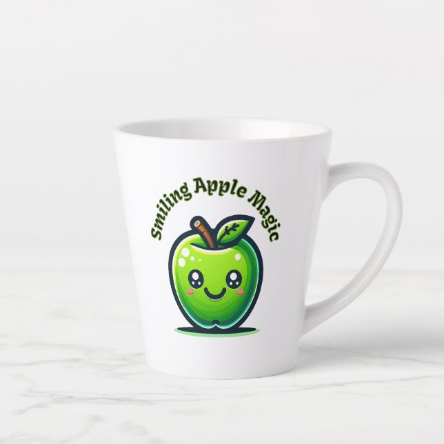 Caneca De Café Latte Mágica Apple Sorridente (Direita)