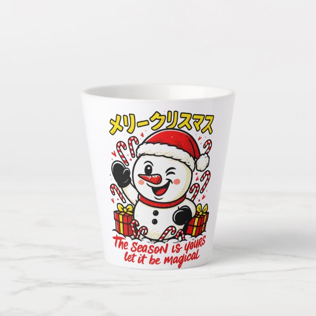 Caneca De Café Latte Magical Merry Christmas Snowman Latte Mug Candy Ca (Frente)