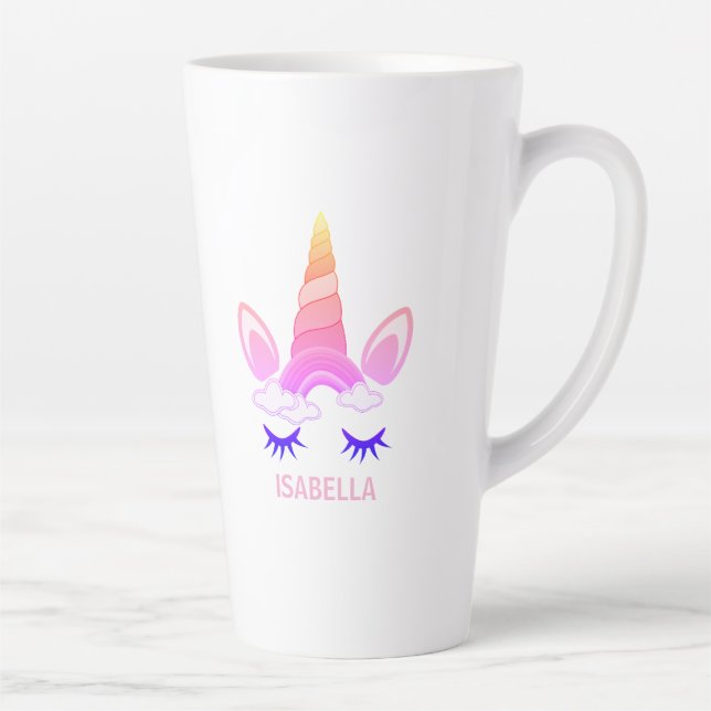 Caneca De Café Latte Magical Unicorn Personalized Name (Direita)